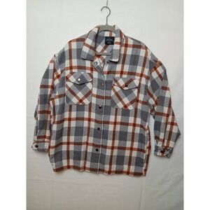 HFX Shirt Jacket Mens Large Plaid Flannel Snap Button Pockets Outdoor Shacket